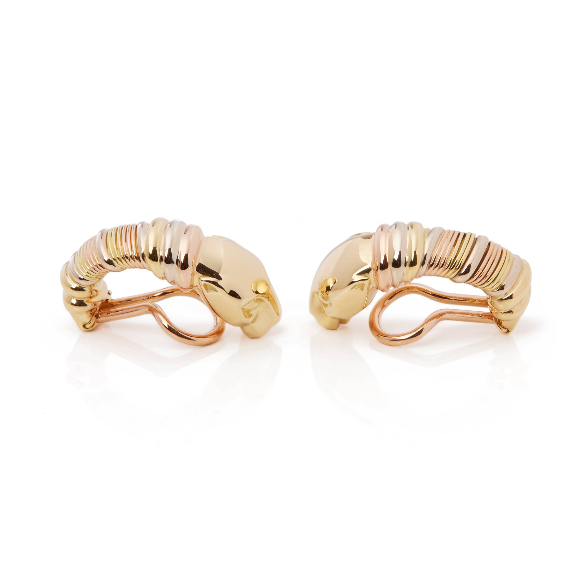 Cartier 18k Yellow, White & Rose Gold Panthère Earrings
