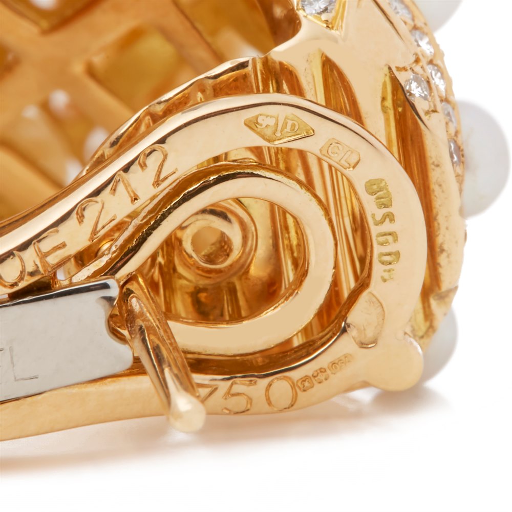 Chanel 18k Yellow Gold Cultured Pearl Baroque Matelassé Earrings