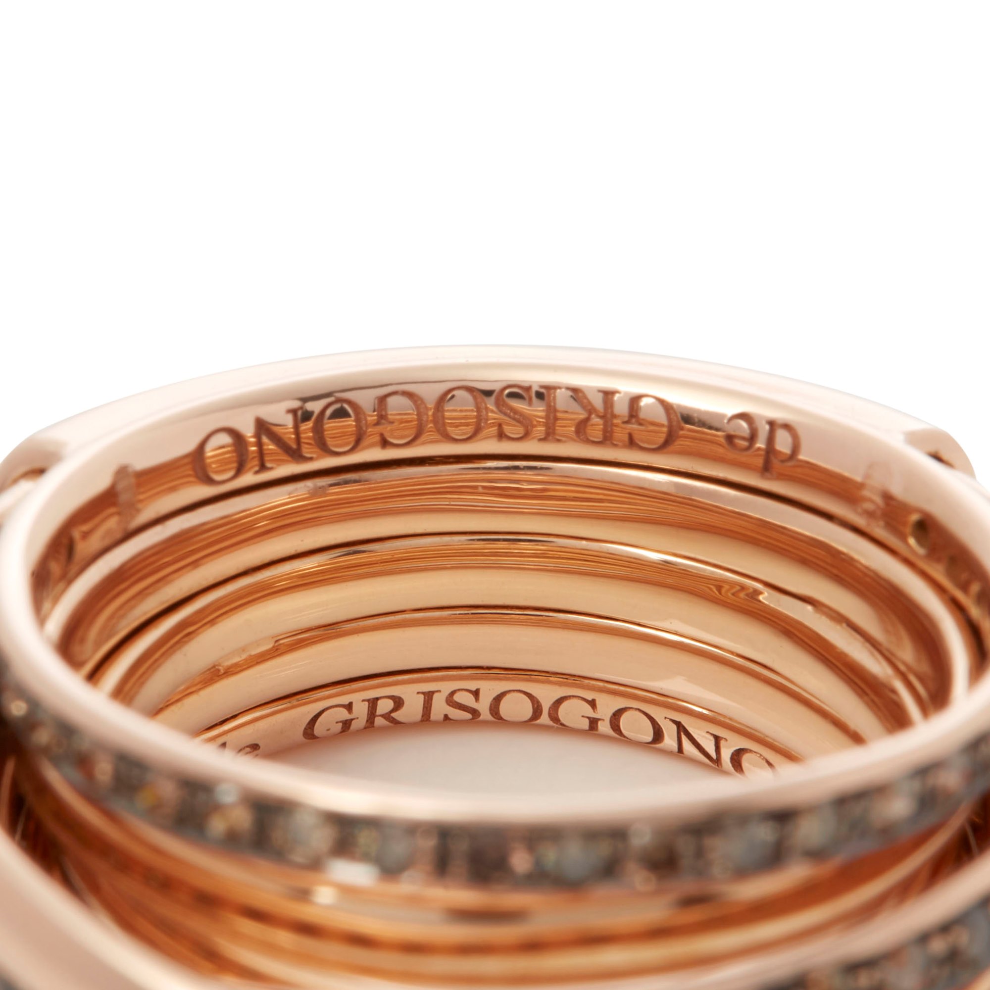 De Grisogono 18k Rose Gold Brown Diamond Allegra Ring
