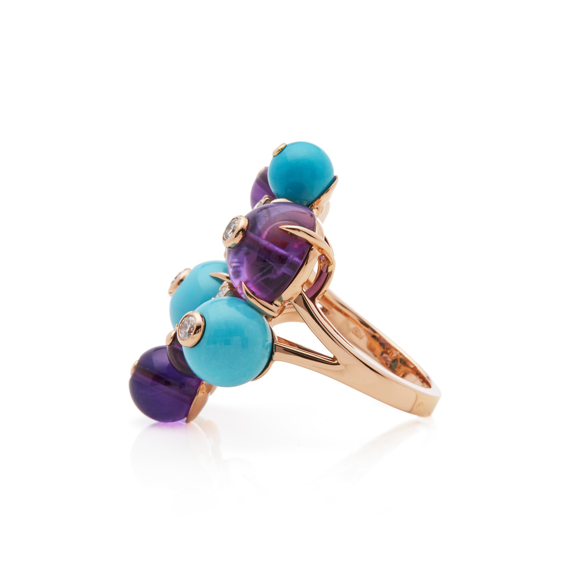 Cartier 18k Rose Gold Amethyst, Turquoise & Diamond Délices de Goa Ring