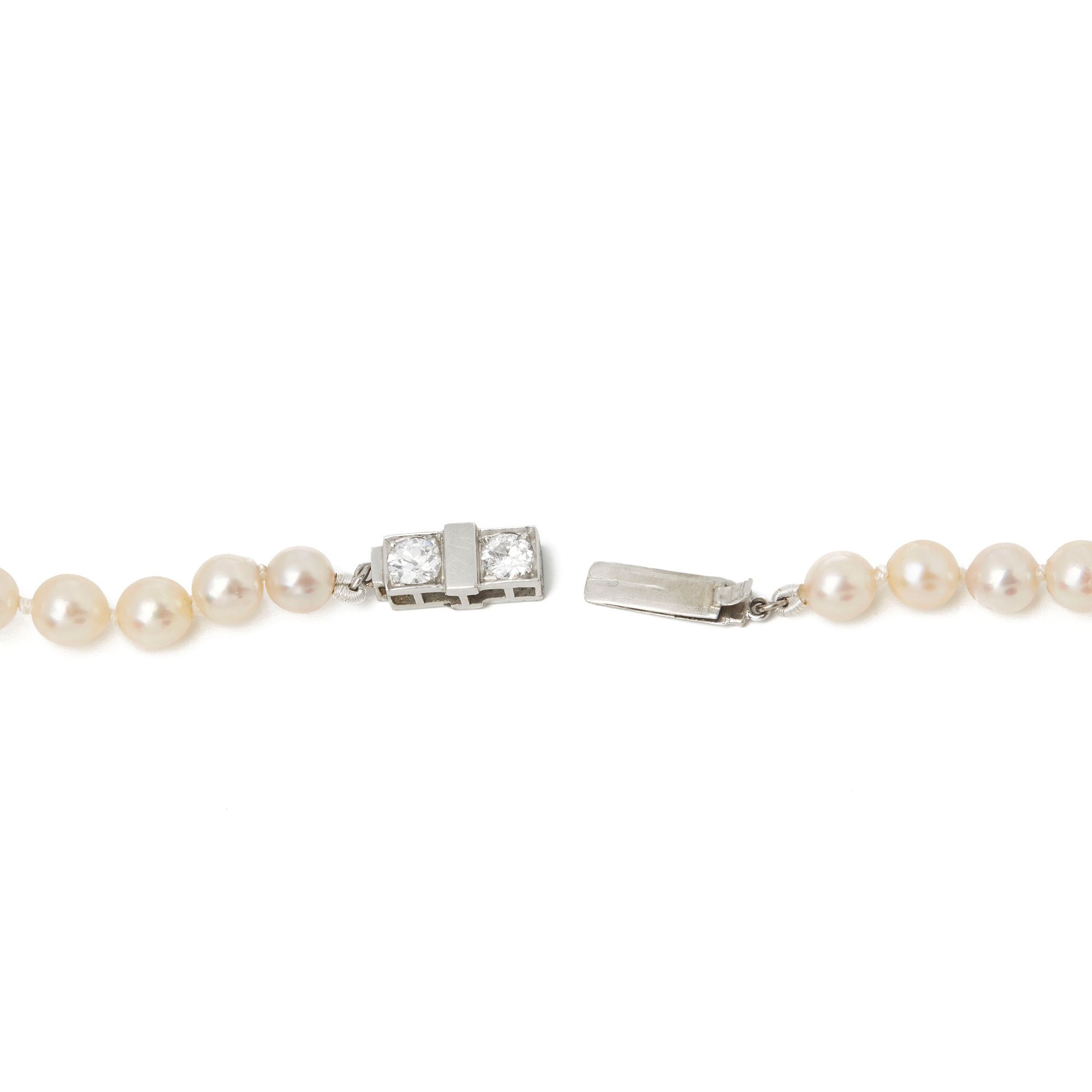 Boucheron 18k White Gold Vintage Pearl & Diamond Necklace