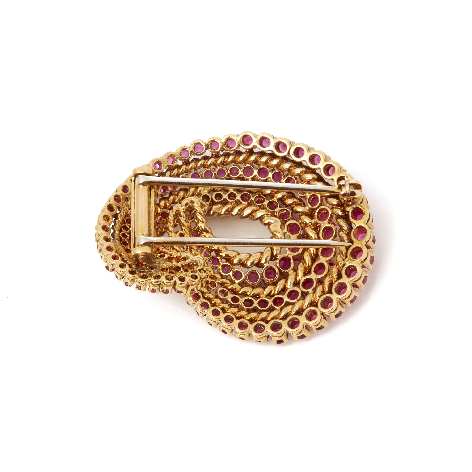 Tiffany & Co. 18k Yellow Gold Ruby 1940's Vintage Brooch
