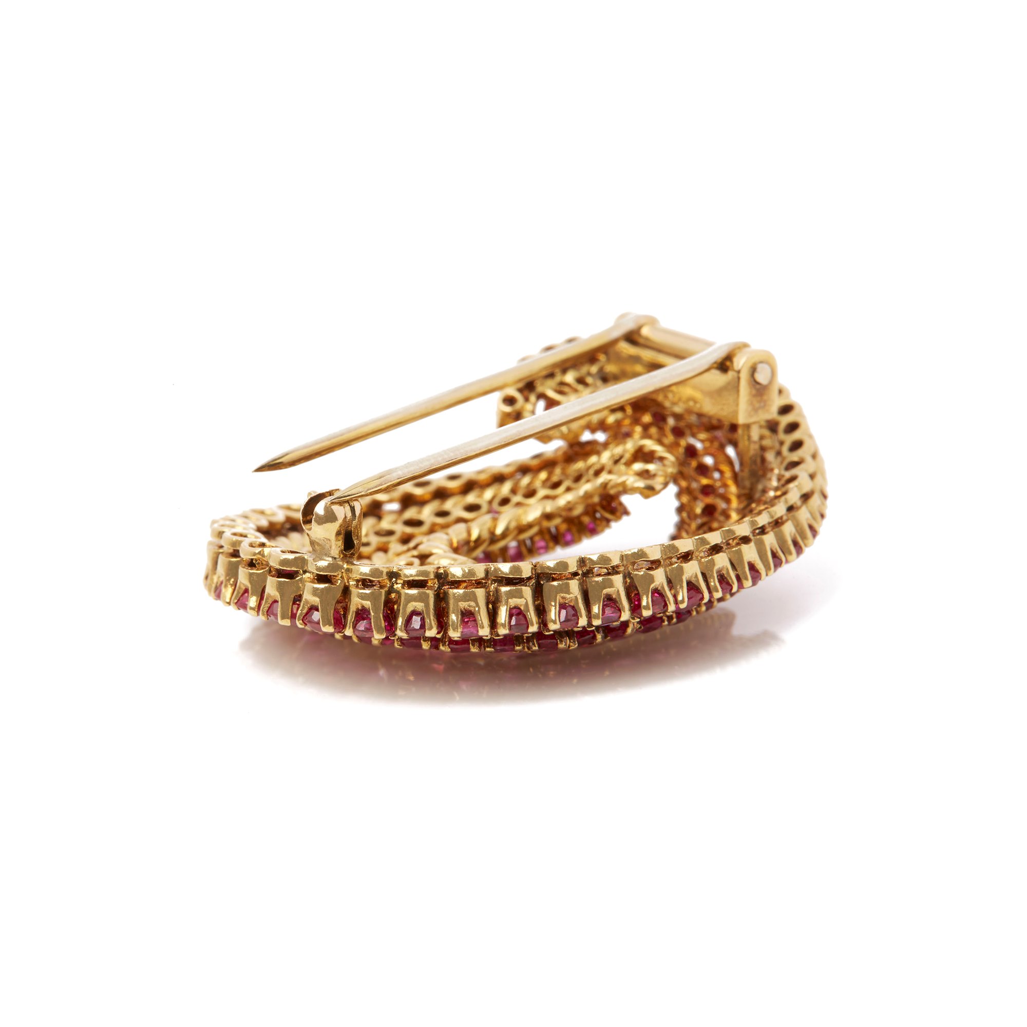 Tiffany & Co. 18k Yellow Gold Ruby 1940's Vintage Brooch