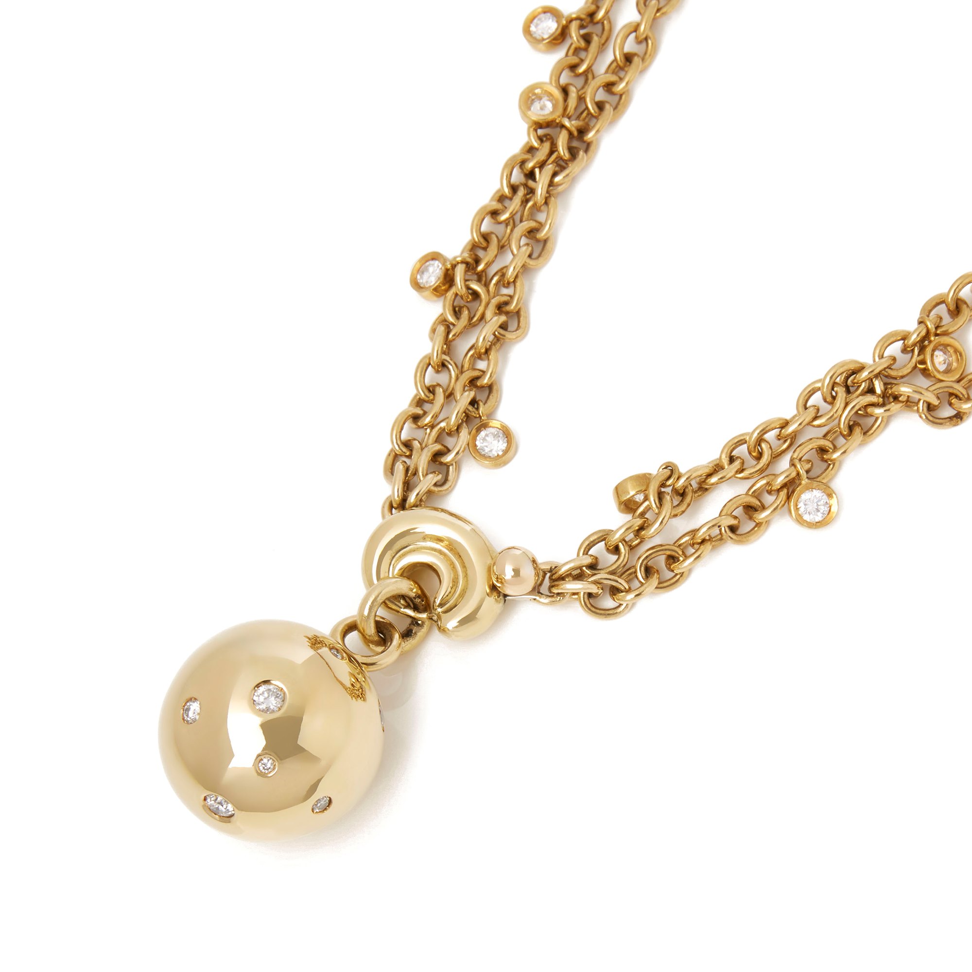 De Grisogono 18k Yellow Gold Diamond Boule Pendant Necklace
