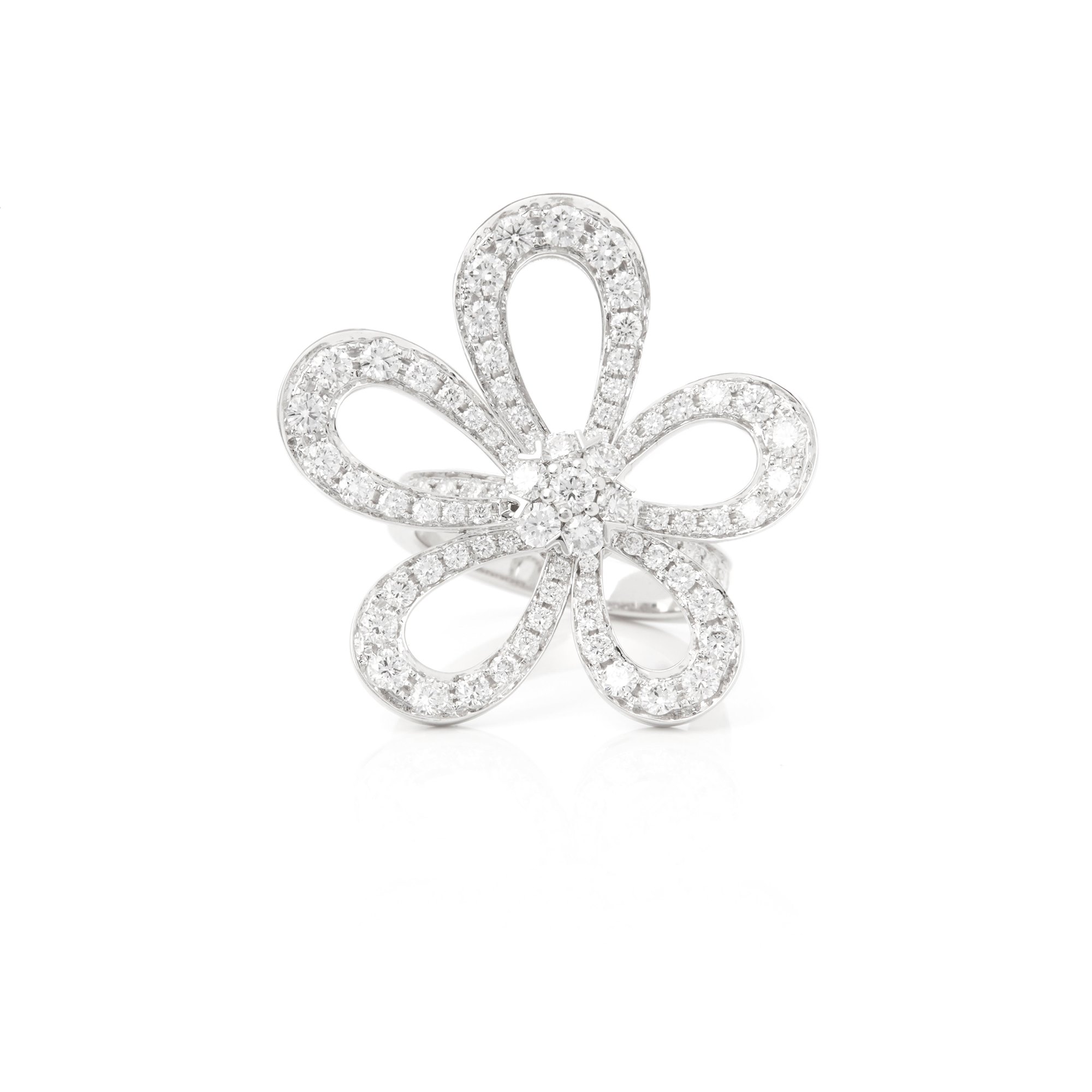 Van Cleef & Arpels 18k White Gold Diamond Flowerlace Ring