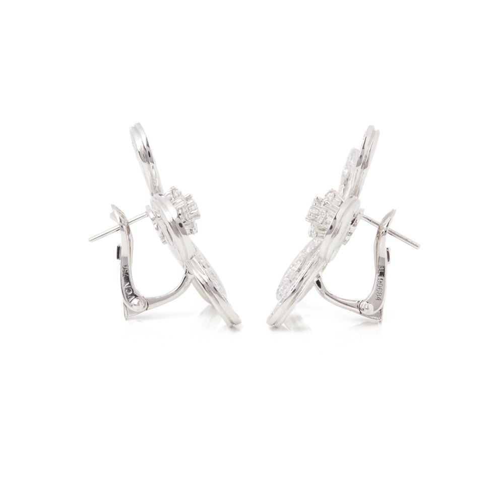 Van Cleef & Arpels 18k White Gold Diamond Flowerlace Earrings