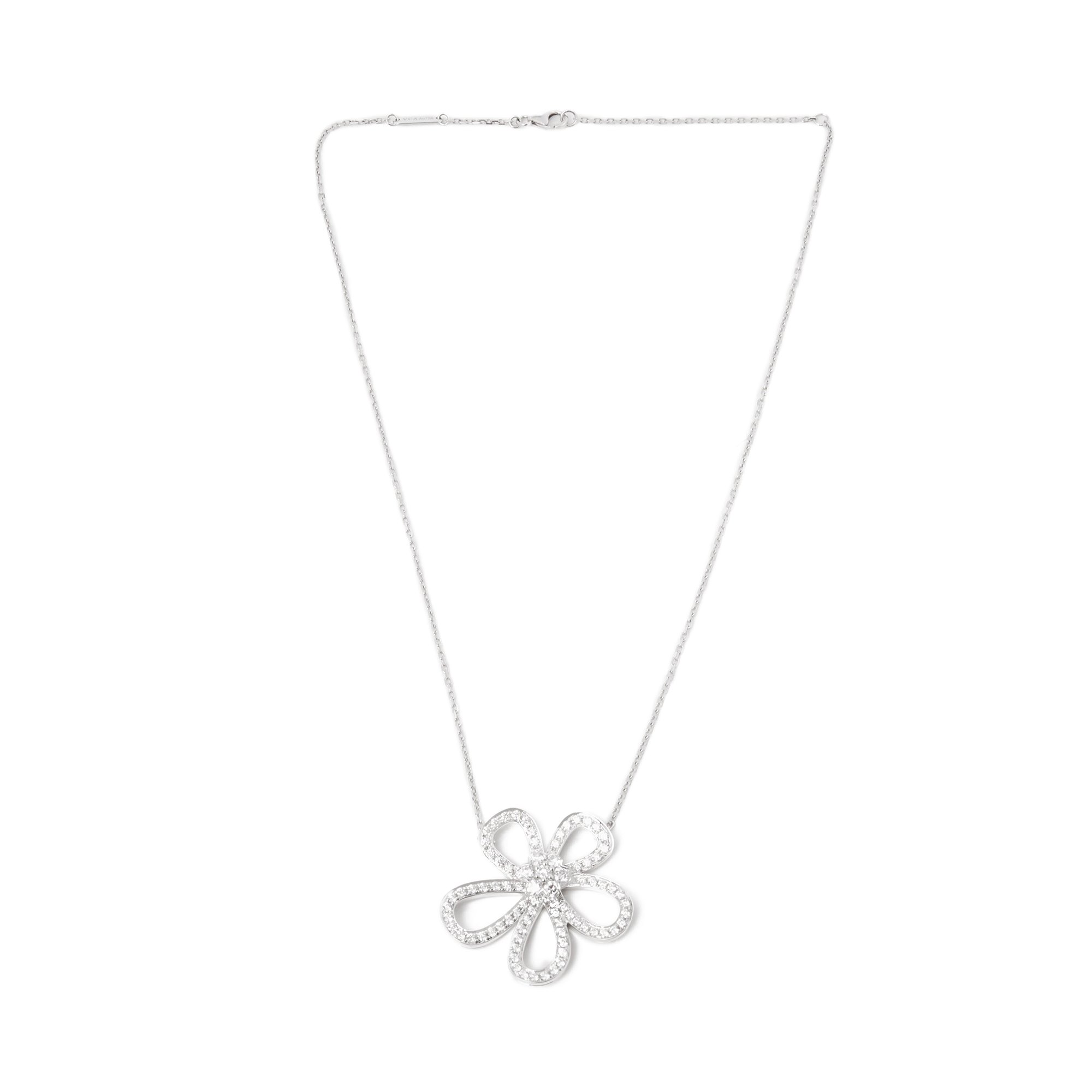 Van Cleef & Arpels 18k White Gold Diamond Flowerlace Necklace