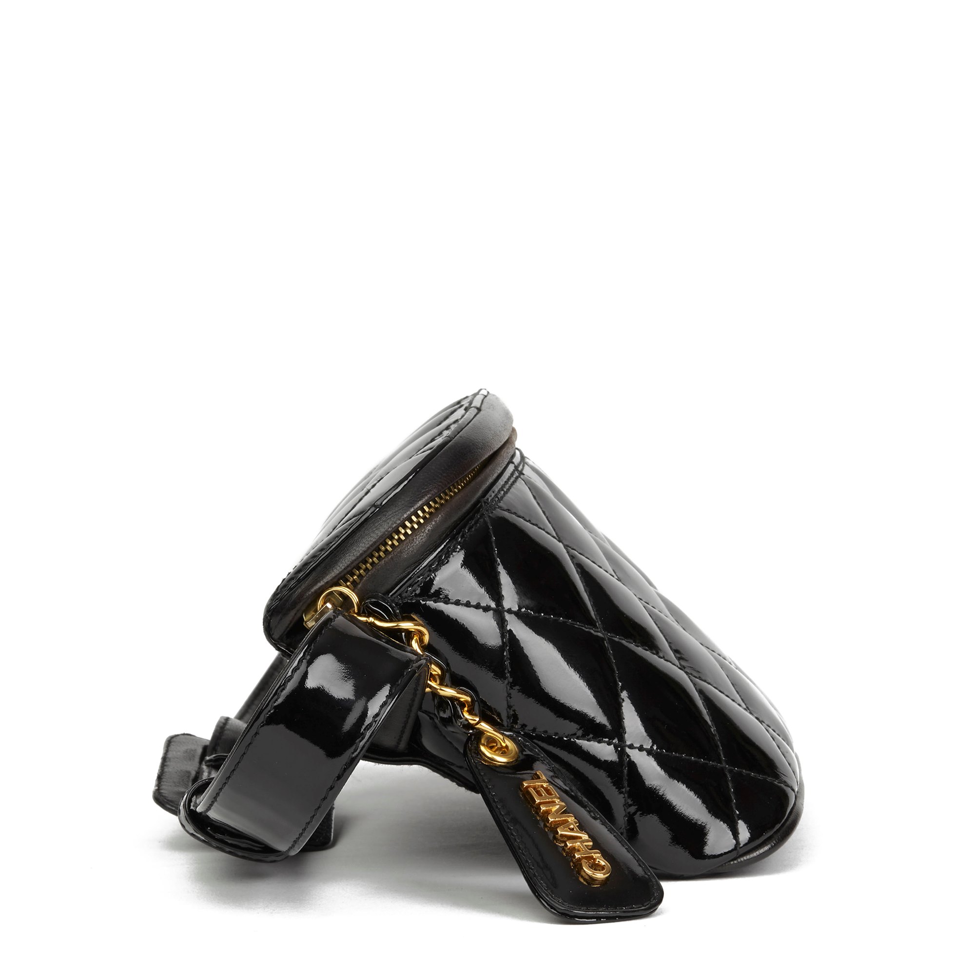 Chanel Black Quilted Patent Leather Vintage Timeless Belt Bag