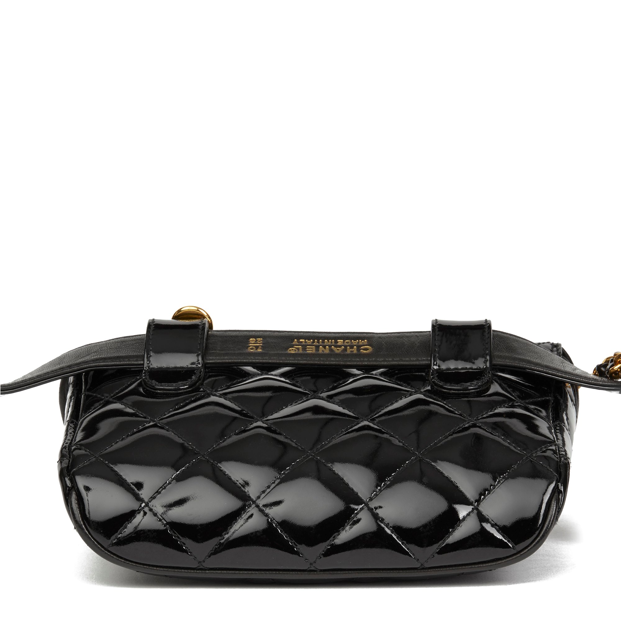 Chanel Black Quilted Patent Leather Vintage Timeless Belt Bag