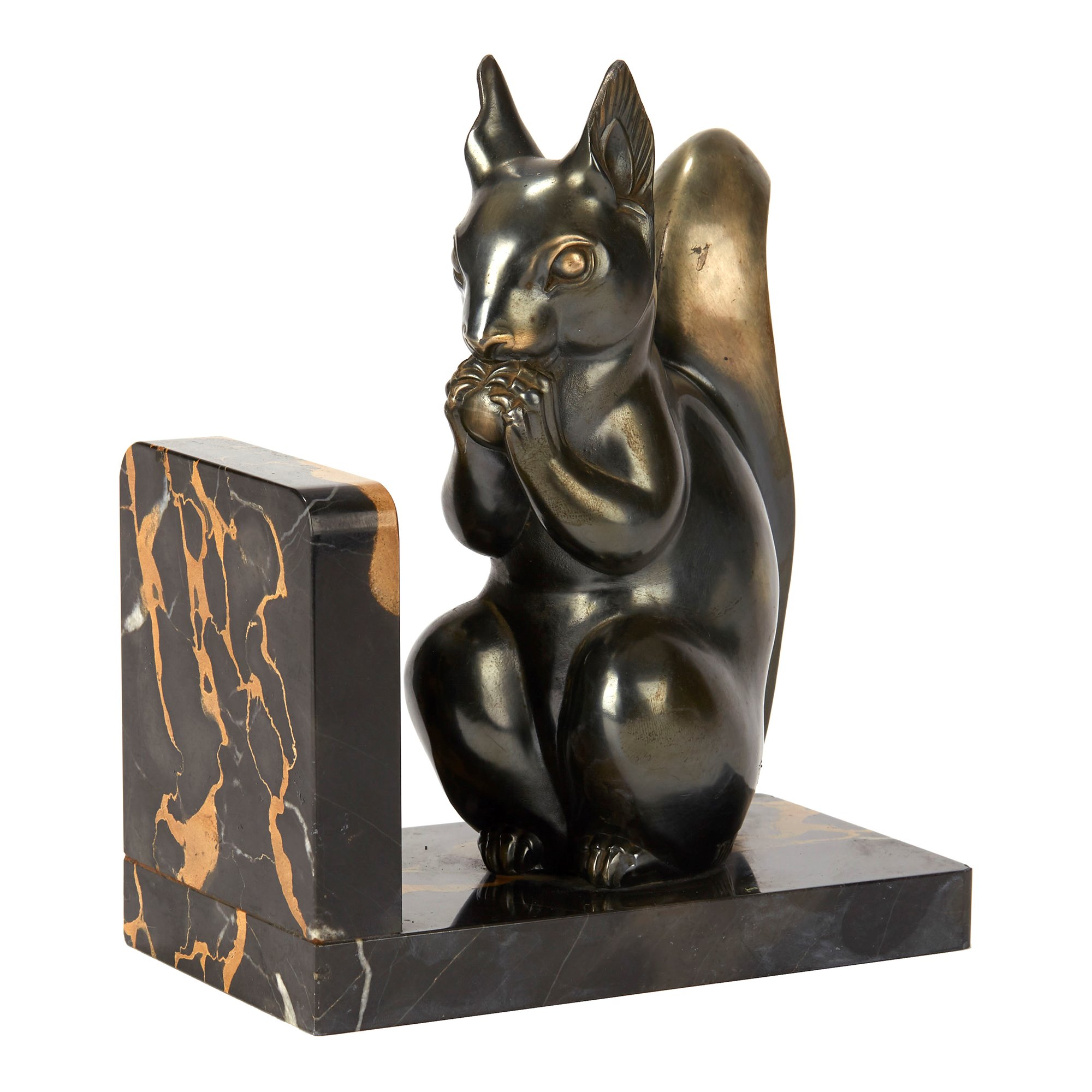 PAIR ART DECO SQUIRREL MOUNTED BOOKENDS BY MAURICE FONT Circa 1920-40