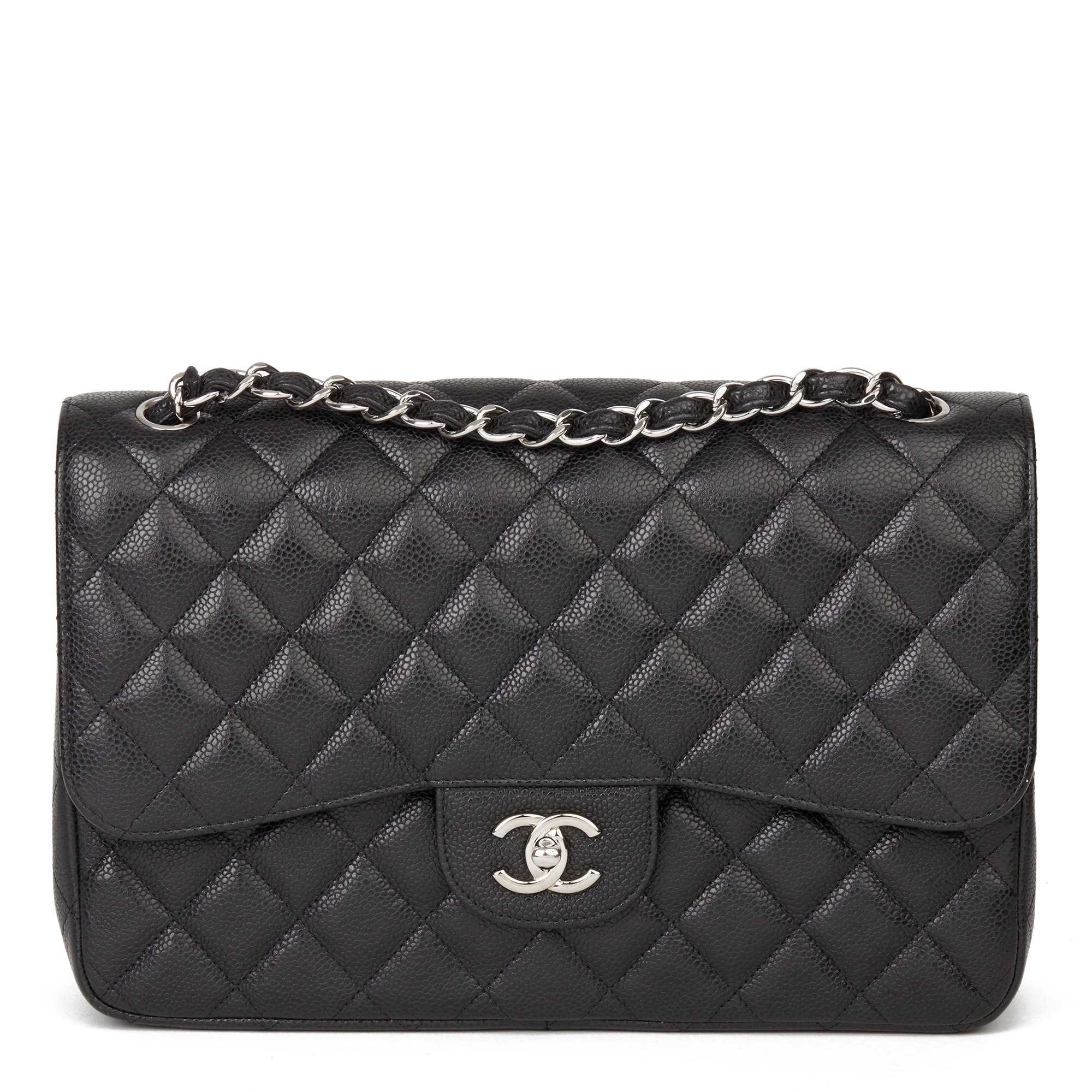 chanel classic double flap bag quilted caviar jumbo