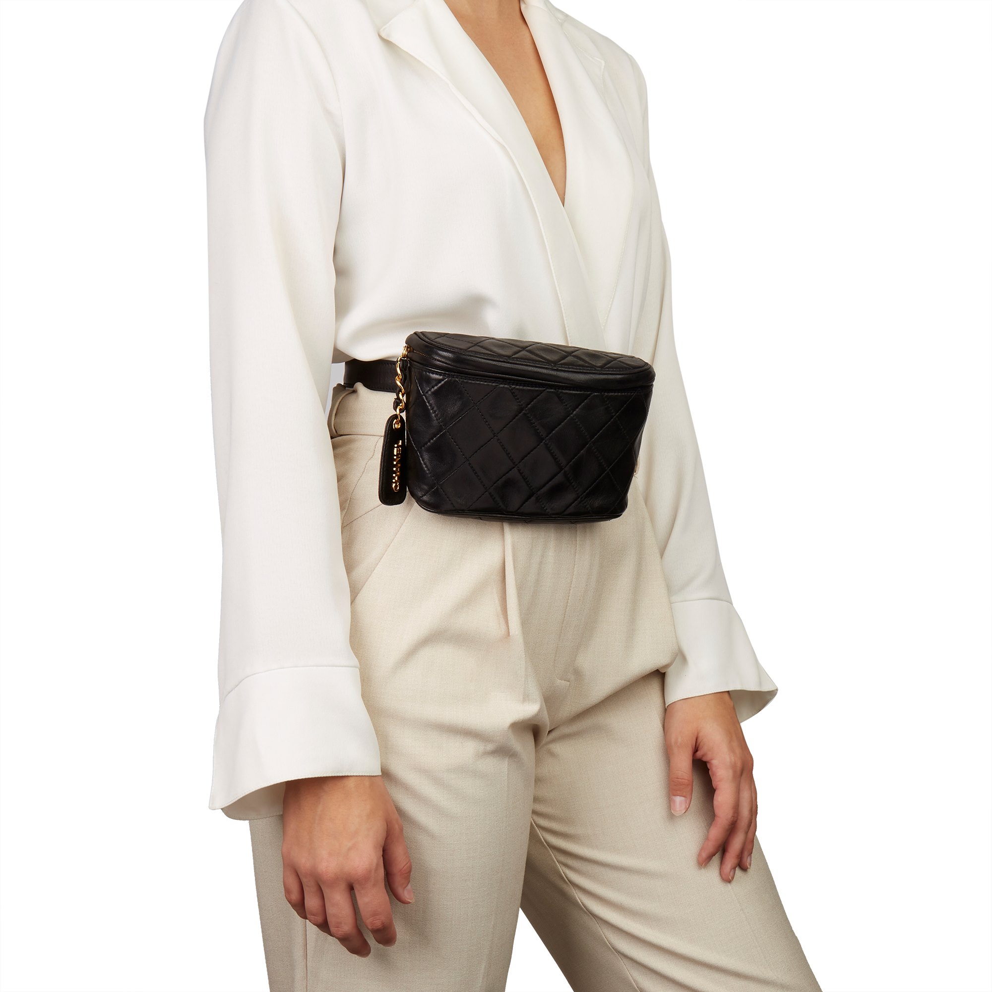 Chanel Black Quilted Lambskin Vintage Timeless Belt Bag