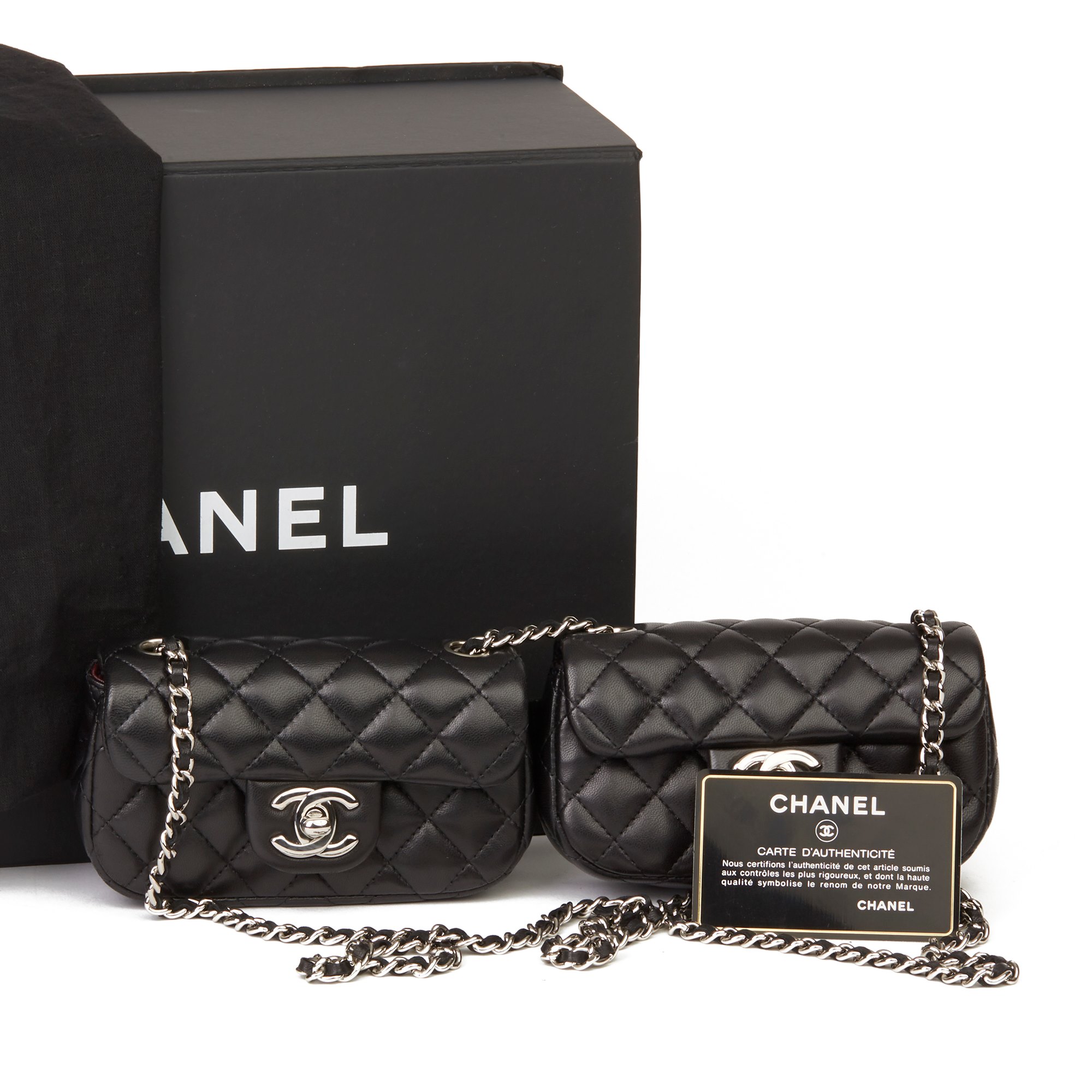 chanel lambskin quilted double mini