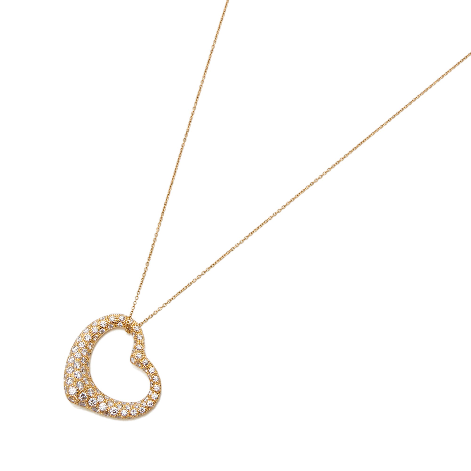 Tiffany & Co. 18k Yellow Gold 2.00ct Diamond Open Heart Elsa Peretti Necklace