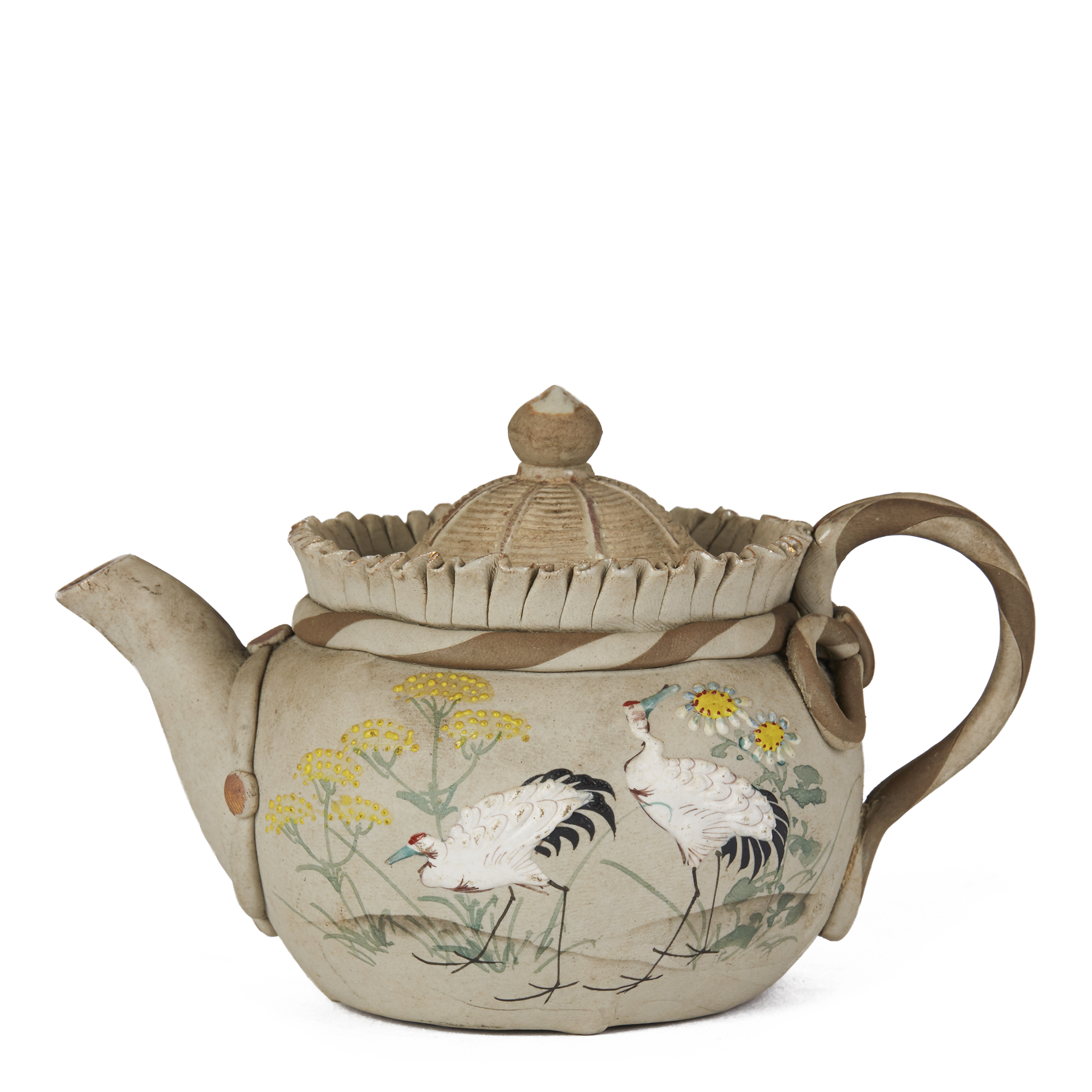 antique-japanese-unglazed-banko-teapot-with-cranes-19th-c-ebay