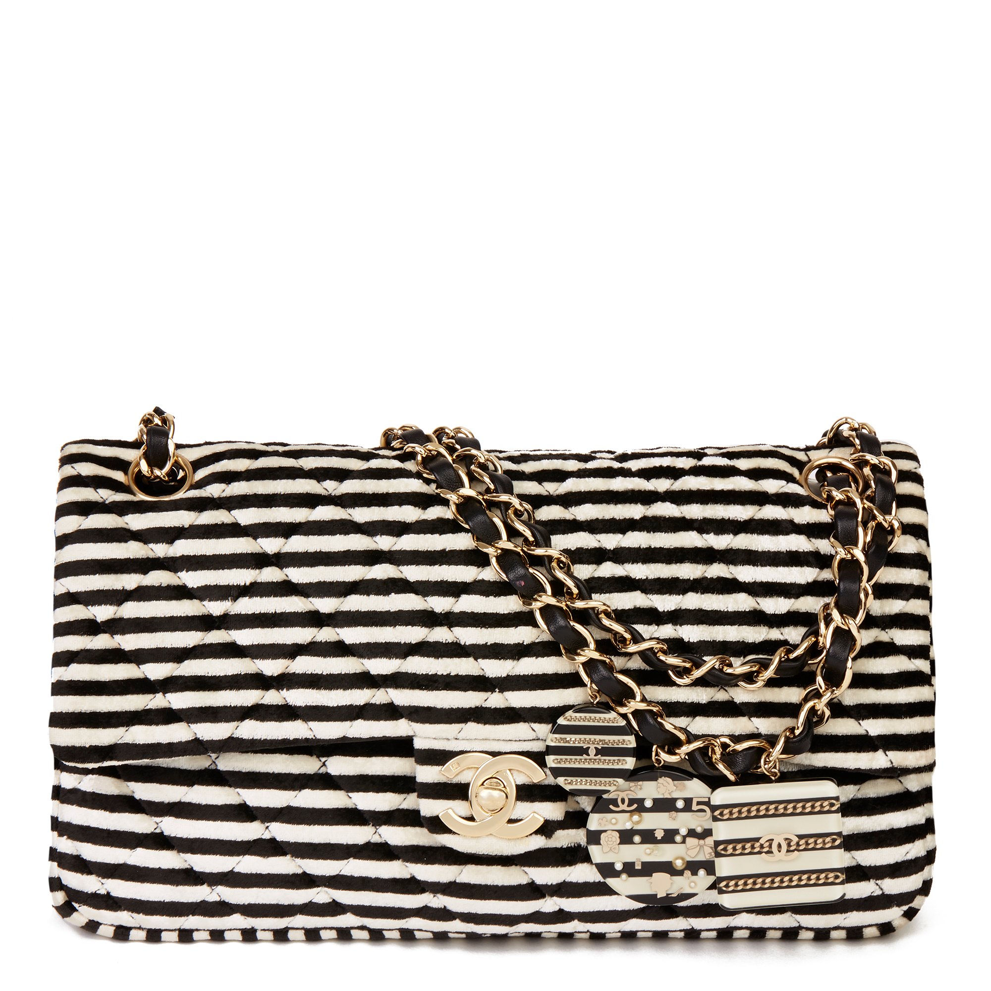 black and white striped chanel bag