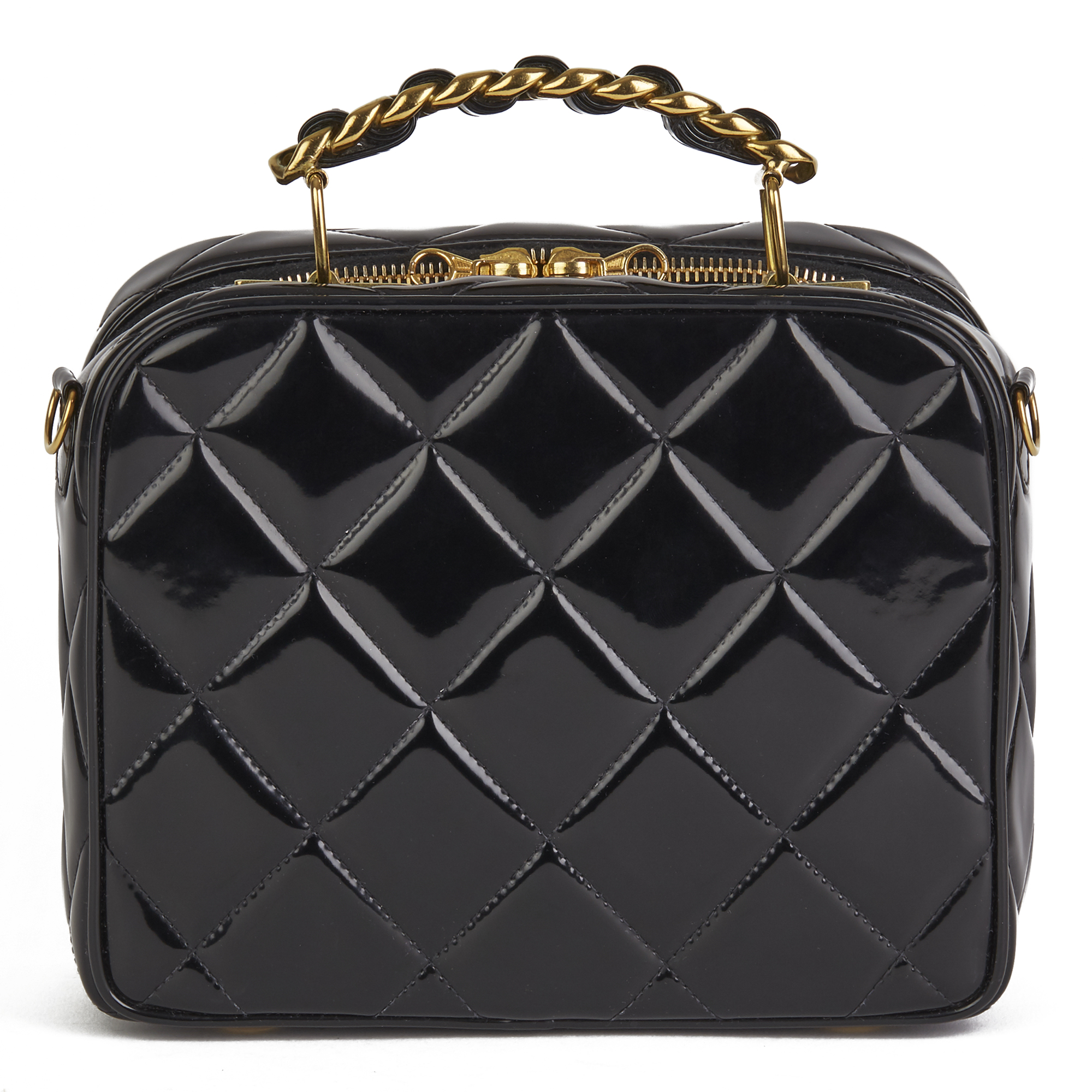 CHANEL BLACK QUILTED PATENT LEATHER VINTAGE SMALL TIMELESS LUNCH BOX BAG HB3157 | eBay