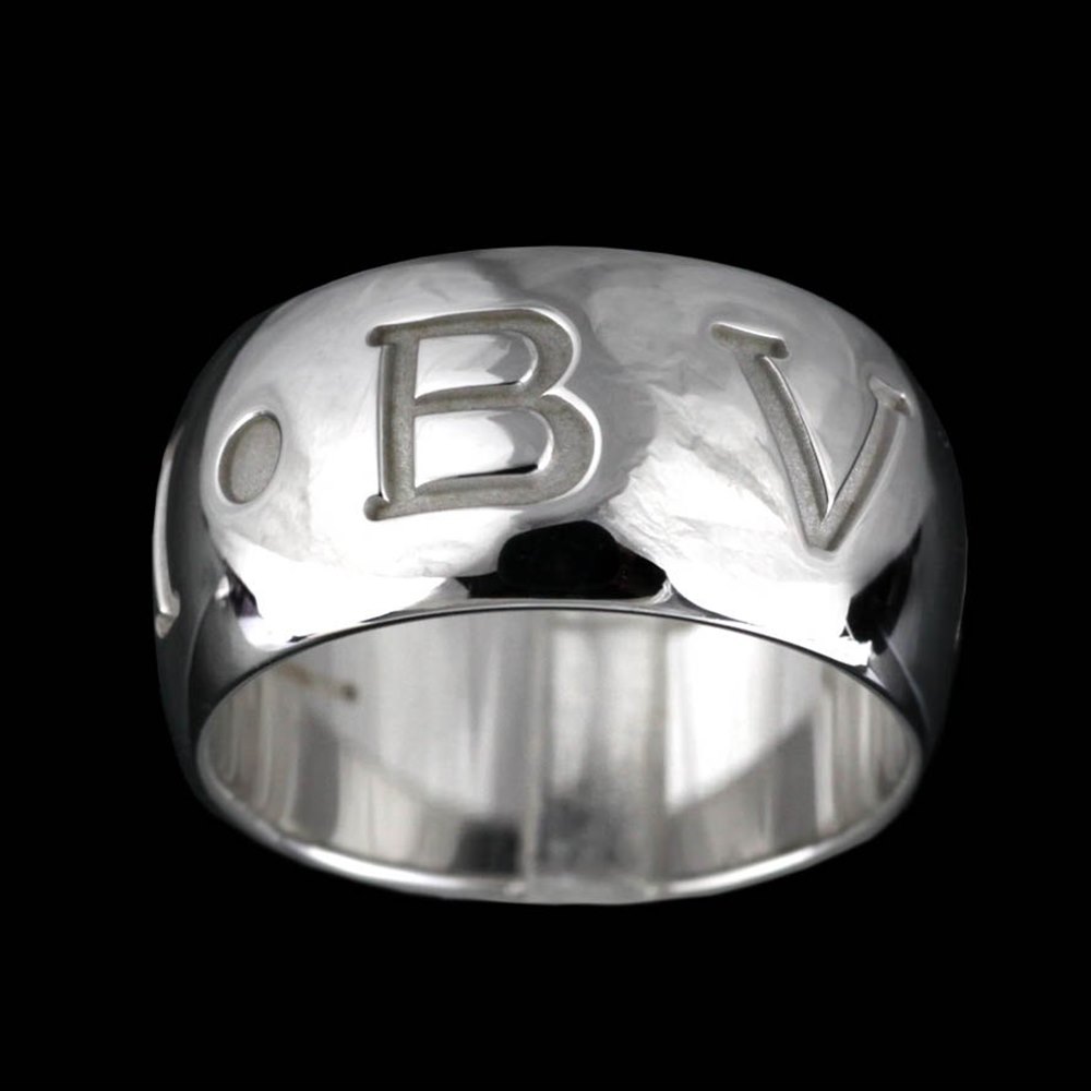 Bvlgari (or Bulgari)18K White Gold Monologo Ring Size 55