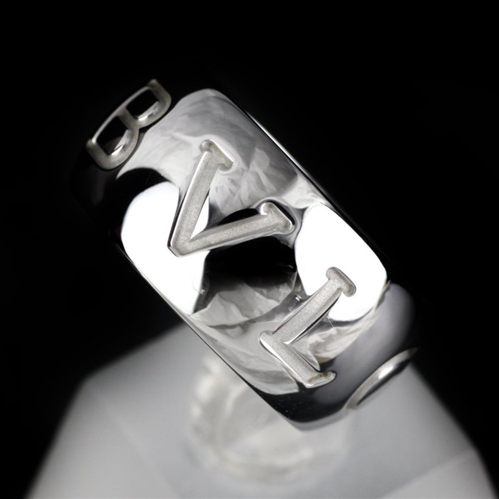 Bvlgari (or Bulgari)18K White Gold Monologo Ring Size 55