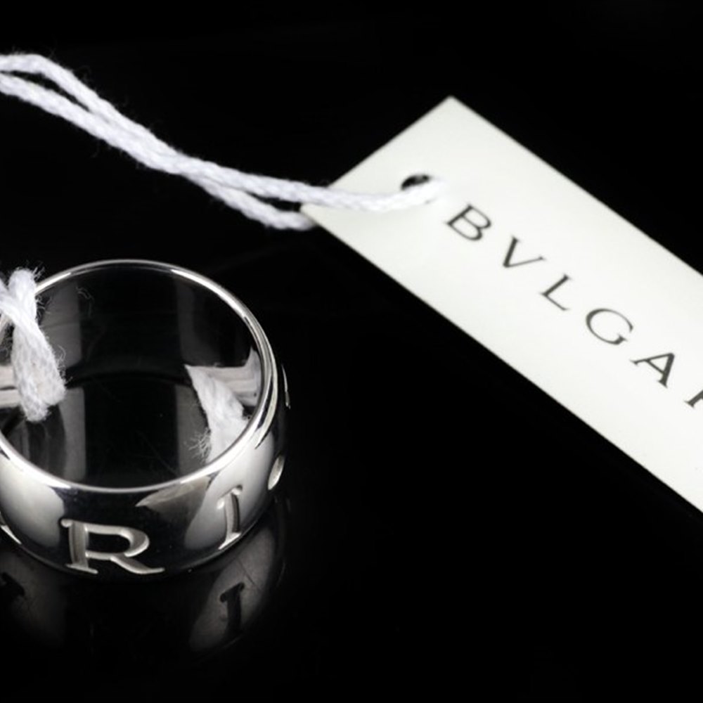 Bvlgari (or Bulgari)18K White Gold Monologo Ring Size 55