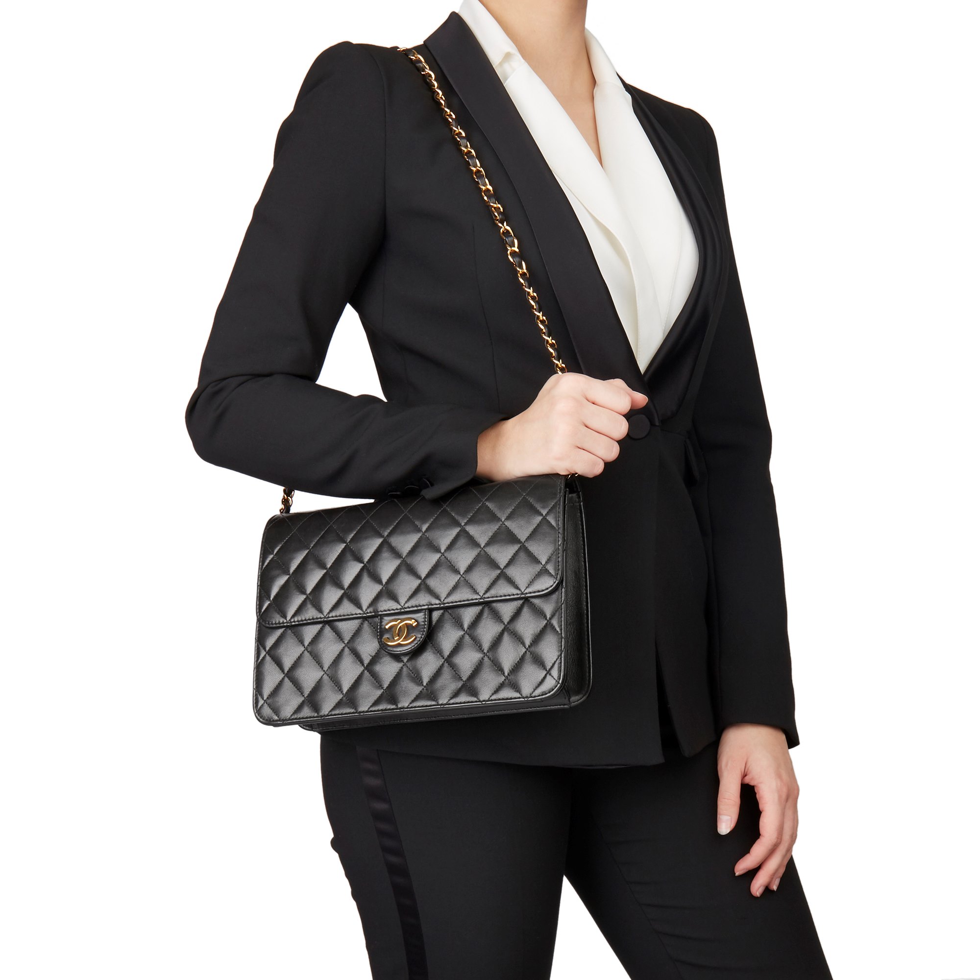 Chanel Classic Medium Patent Leather Single Flap Bag Black ref90547  Joli  Closet