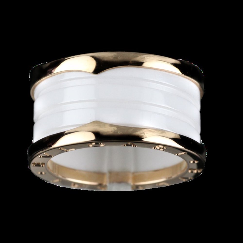 Bvlgari (or Bulgari)B Zero 1 4 Bank 18k Rose Gold & White Ceramic Ring Size 56