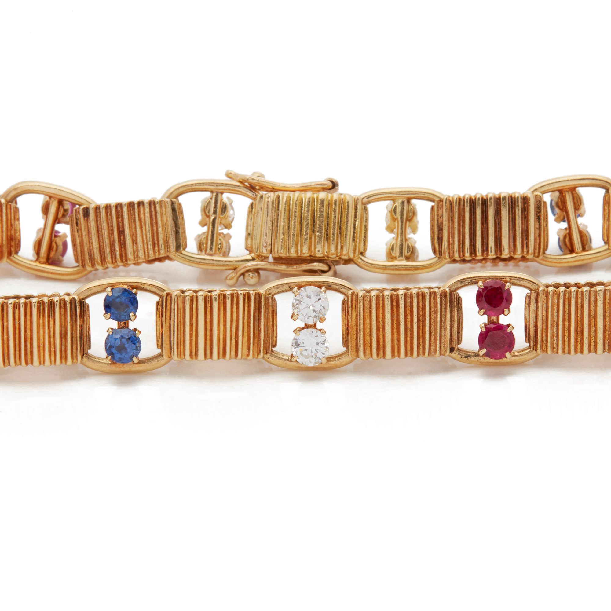 Boucheron 18k Yellow Gold Diamond, Sapphire & Ruby Bracelet