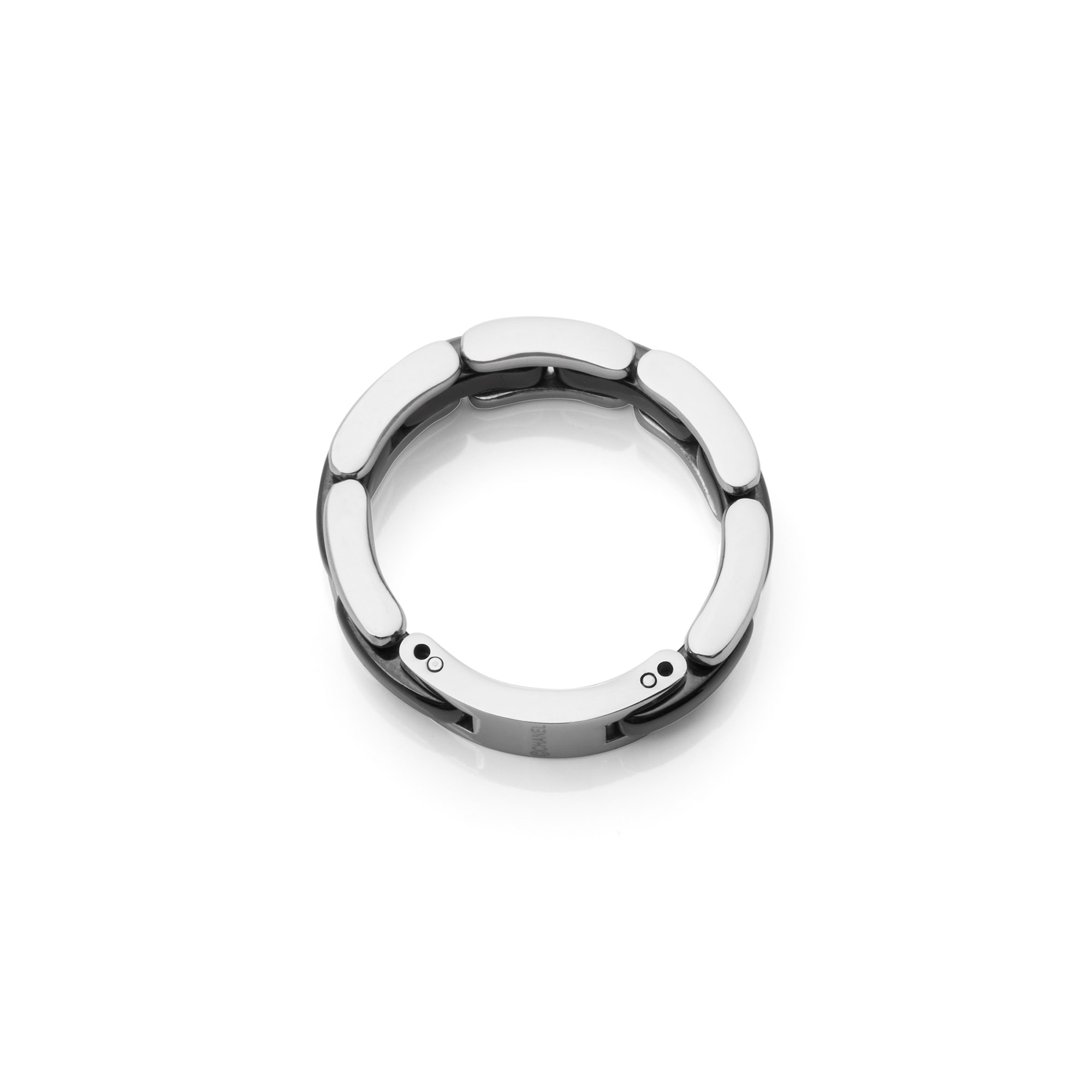 Chanel 18k White Gold Black Ceramic Flexible Ultra Ring
