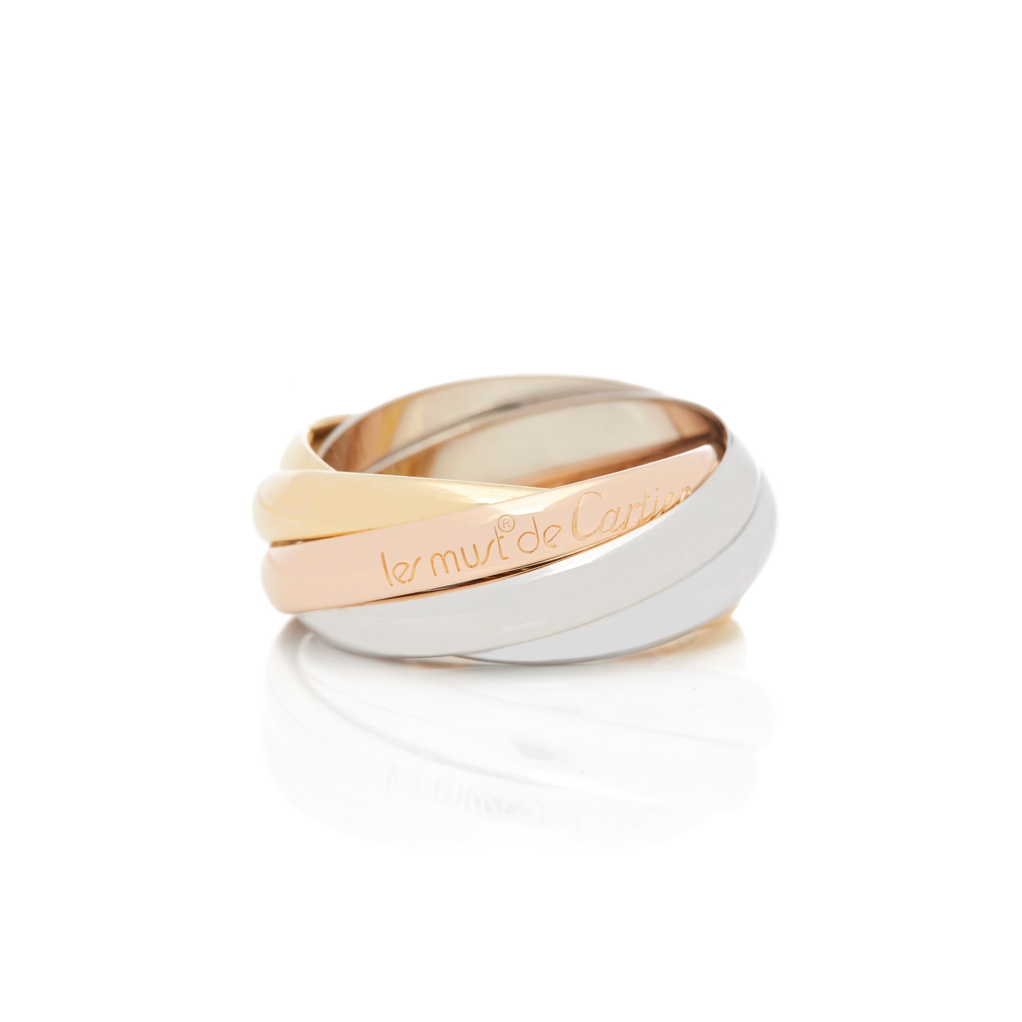 Cartier 18k Yellow, White & Rose Gold Five Band Trinity Ring
