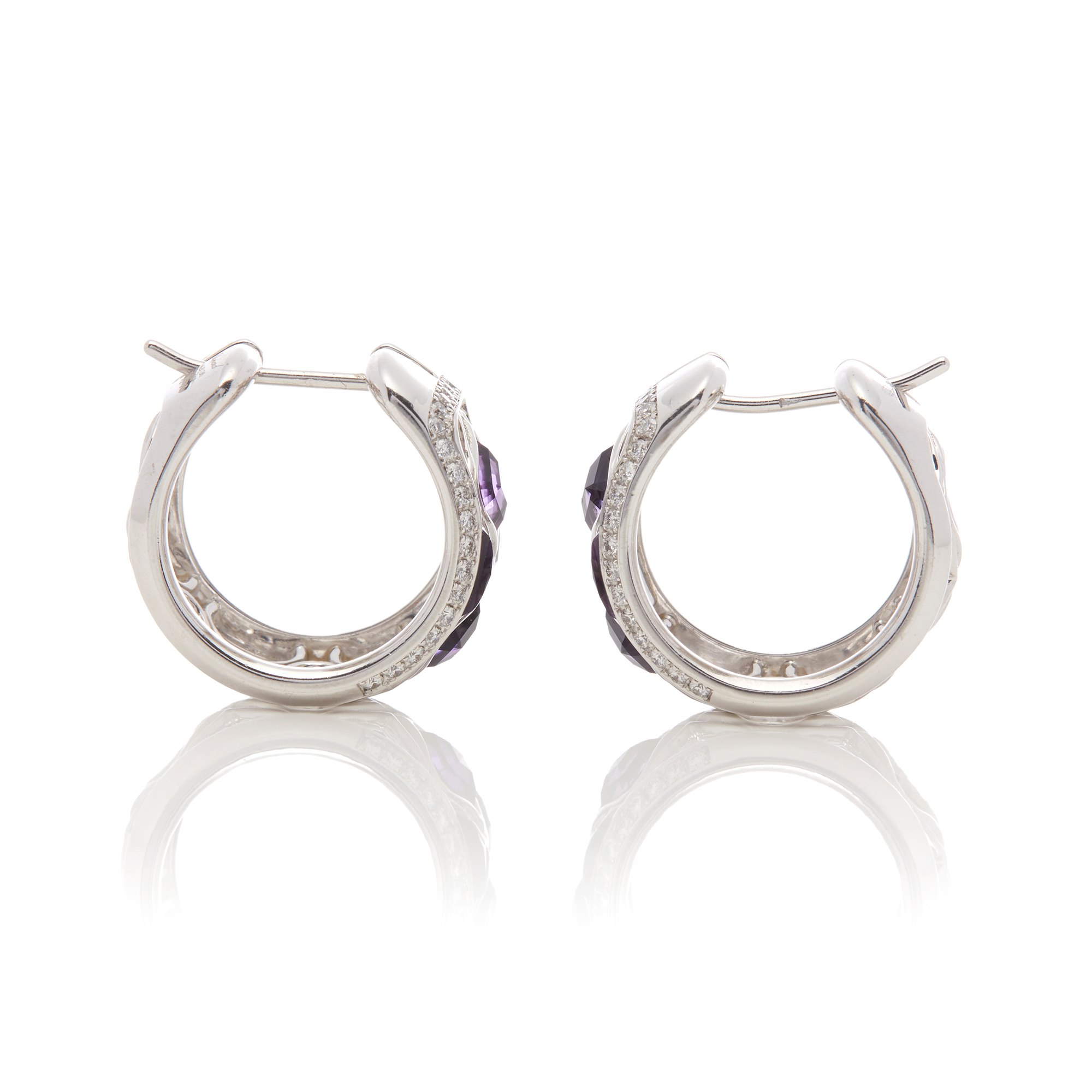 Chopard 18k White Gold Amethyst & Diamond Imperiale Earrings