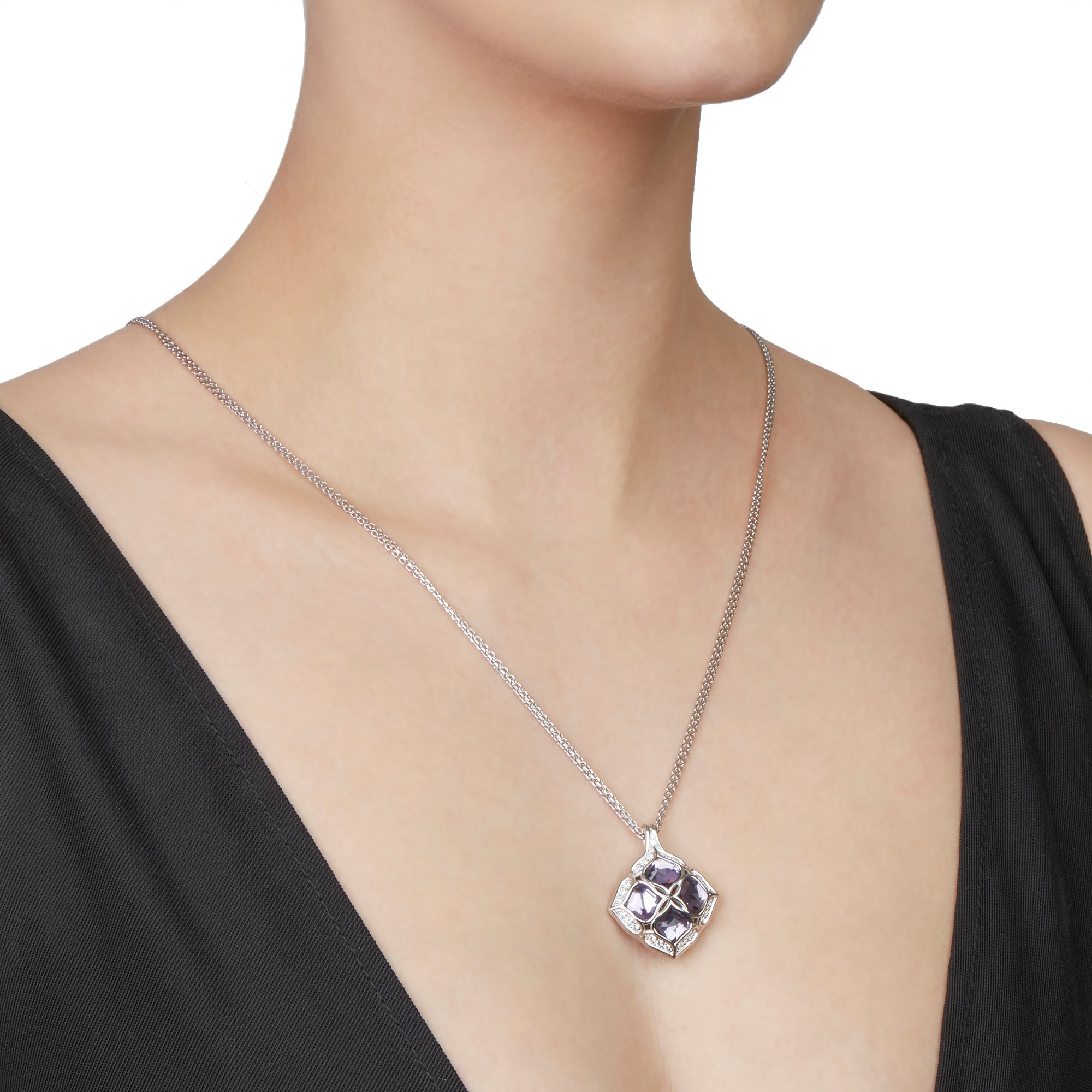 Chopard 18k White Gold Amethyst & Diamond Imperiale Pendant Necklace