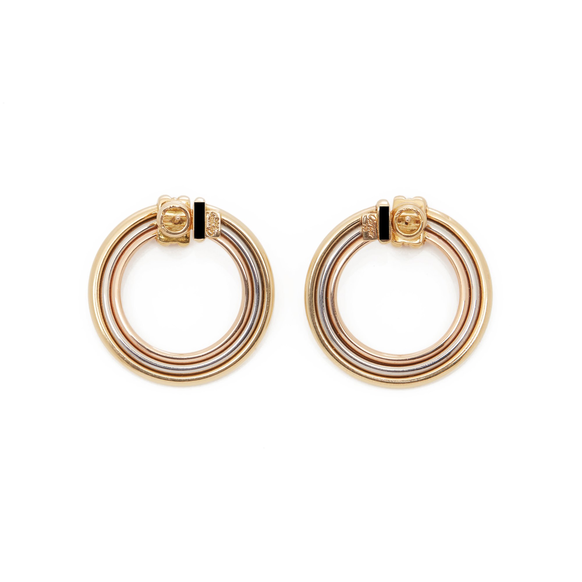 Cartier 18k Yellow, White & Rose Gold Magnolia Hoop Earrings