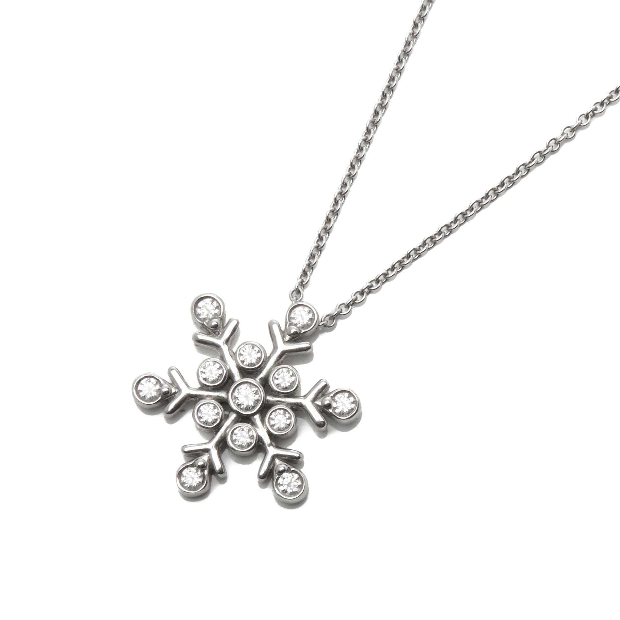 Tiffany & Co. Platinum Diamond Snowflake Pendant Necklace