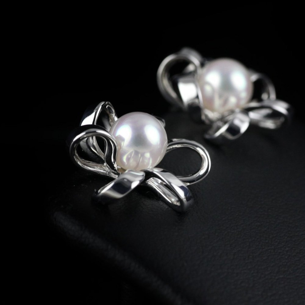 Mikimoto Blossom 18k White Gold Akoya Pearl Earrings