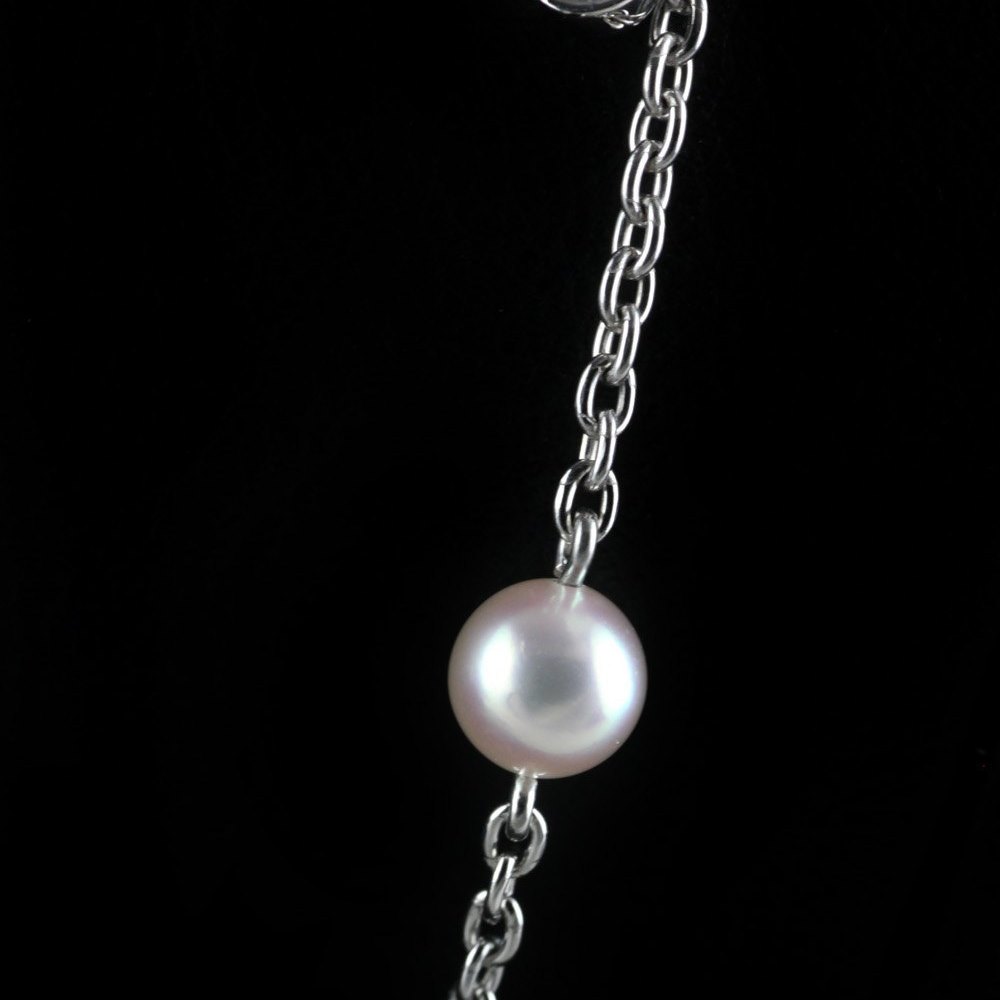 Mikimoto Eve 18k White Gold Akoya Pearl & Diamond Bracelet