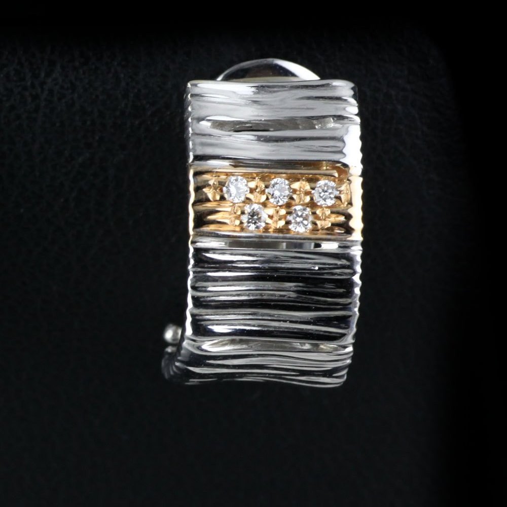 Roberto Coin Elephantino 18K White & Rose Gold Diamond Earrings