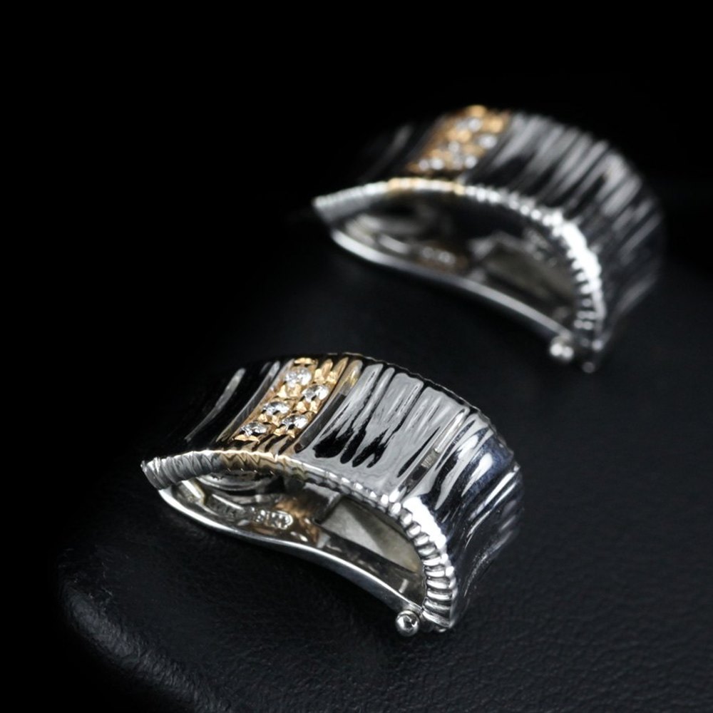 Roberto Coin Elephantino 18K White & Rose Gold Diamond Earrings