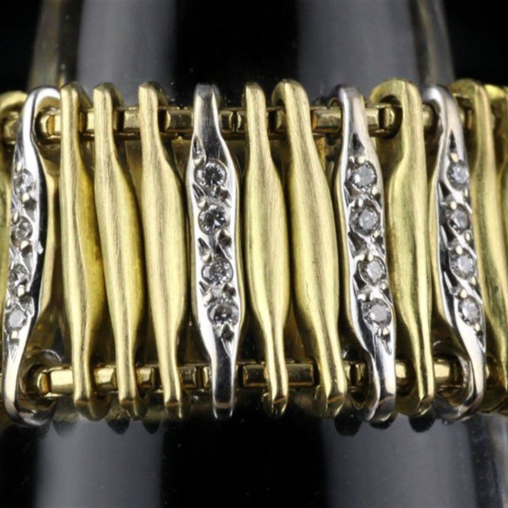 H Stern Filaments Matte 18K Yellow & White Gold Diamond Ring