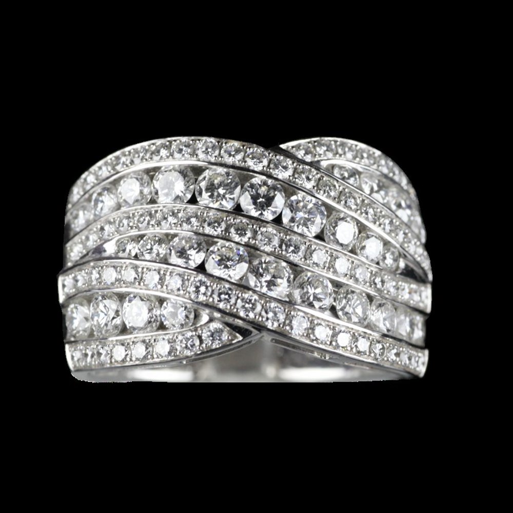 Mappin & Webb 18K White Gold 1.86 cts G VS1 Diamond Crossover Ring Size M