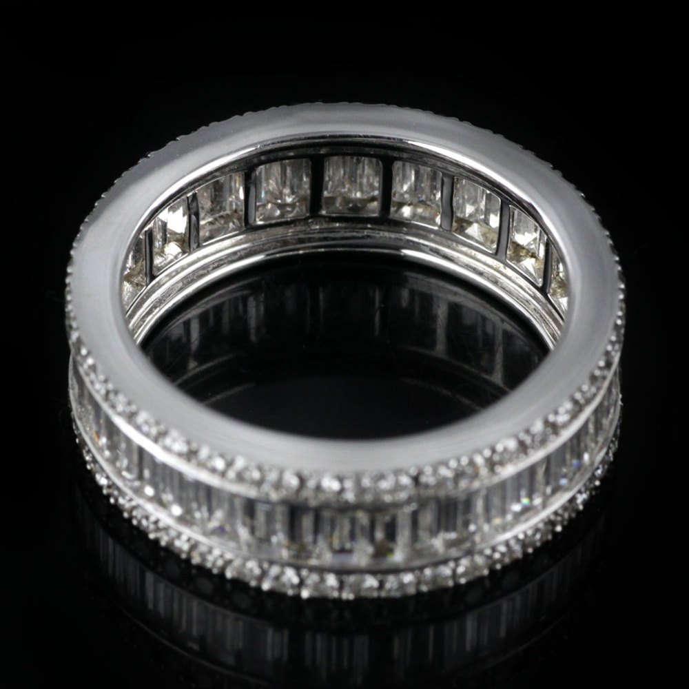 Mappin & Webb 18K White Gold 2.58 cts G VS1 Baguette & Brilliant Cut Diamond Eternity Ring Size L.5