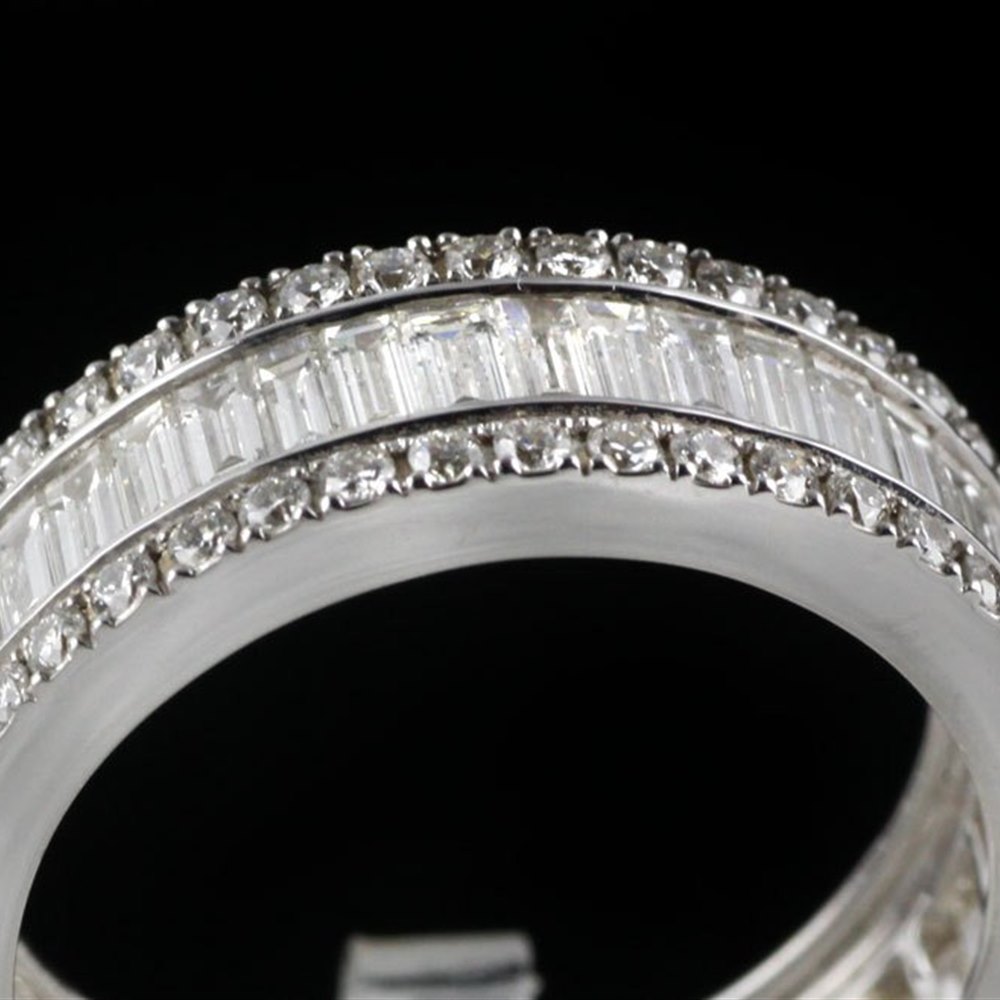 Mappin & Webb 18K White Gold 2.58 cts G VS1 Baguette & Brilliant Cut Diamond Eternity Ring Size M.5