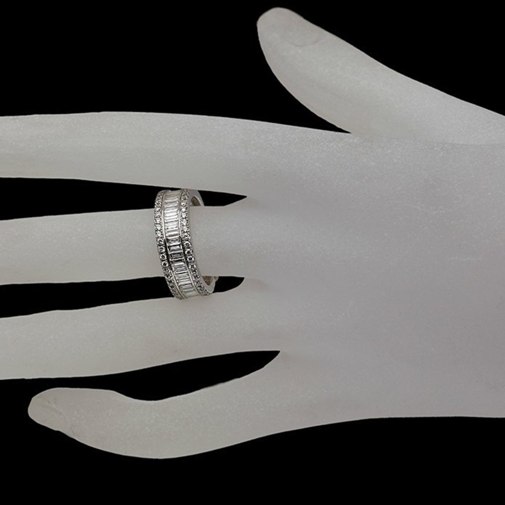 Mappin & Webb 18K White Gold 2.58 cts G VS1 Baguette & Brilliant Cut Diamond Eternity Ring Size M.5