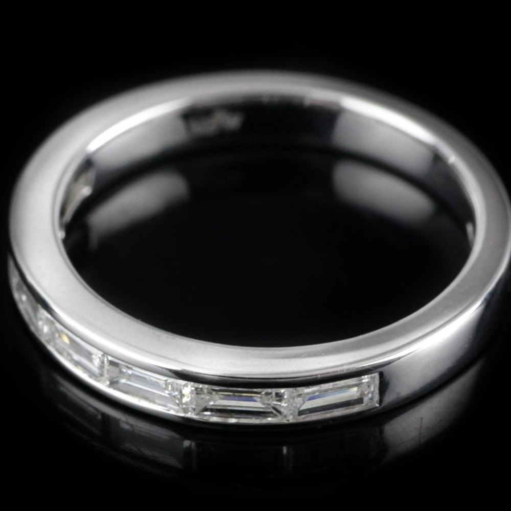 Mappin & Webb 18K White Gold Baguette 0.48 cts Diamond G VS1 Half Eternity Ring Size L