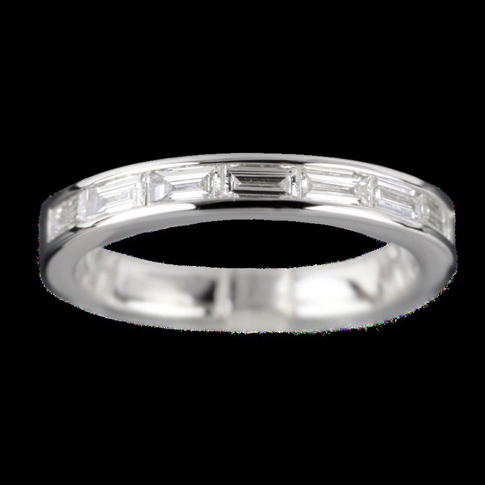 Mappin & Webb 18K White Gold Baguette 0.48 cts Diamond G VS1 Half Eternity Ring Size N