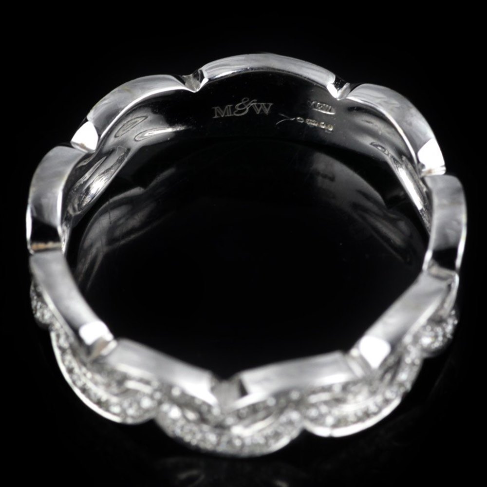 Mappin & Webb 18K White Gold 0.24 cts G VS1 Diamond Encapture Wave Half Eternity Ring Size M