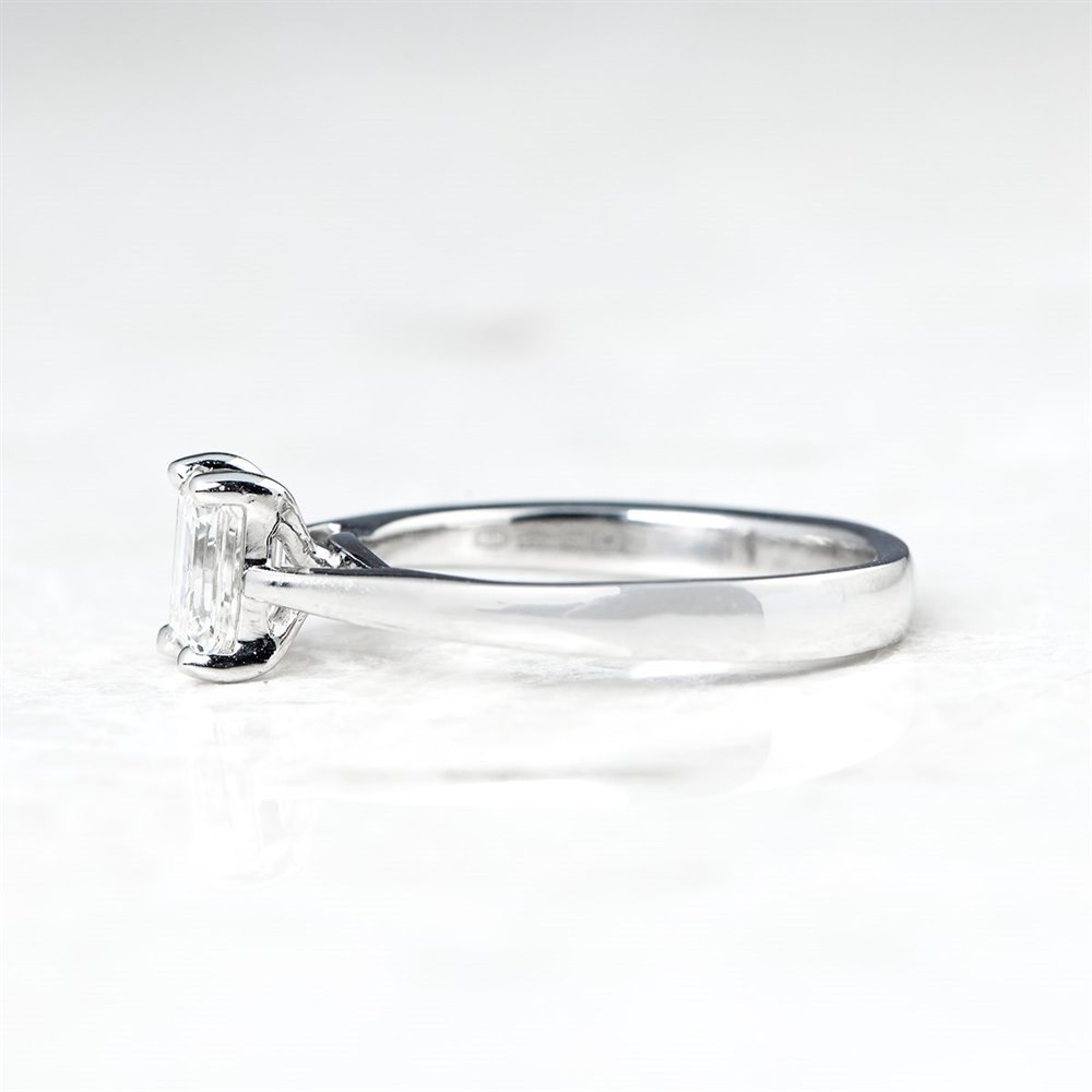 Mappin & Webb Platinum Emerald Cut 0.81ct Diamond Engagement Ring