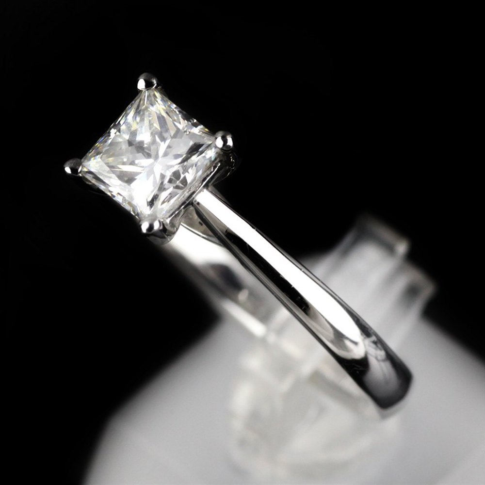 Mappin & Webb Platinum Princess Cut 1.00cts 4 Claw G VS1 Diamond Ring Size P.5