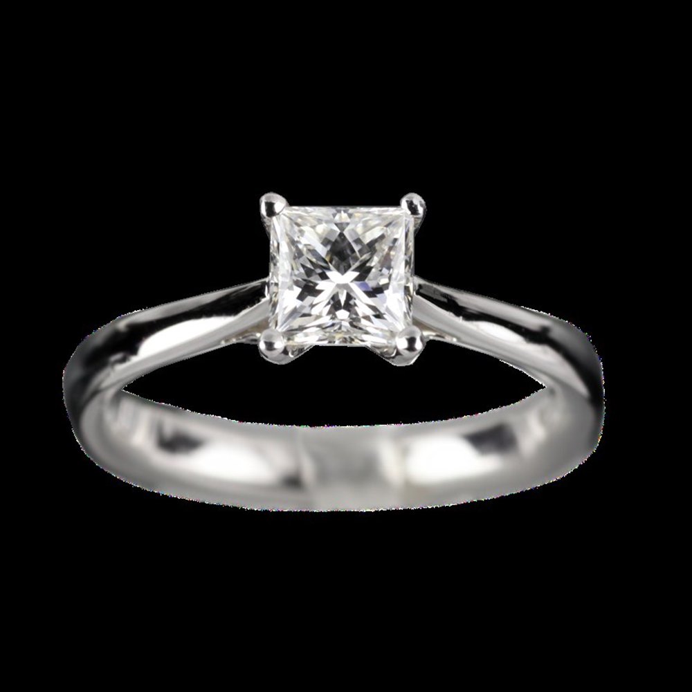 Mappin & Webb Platinum Princess Cut 1.00cts 4 Claw G VS1 Diamond Ring Size P.5