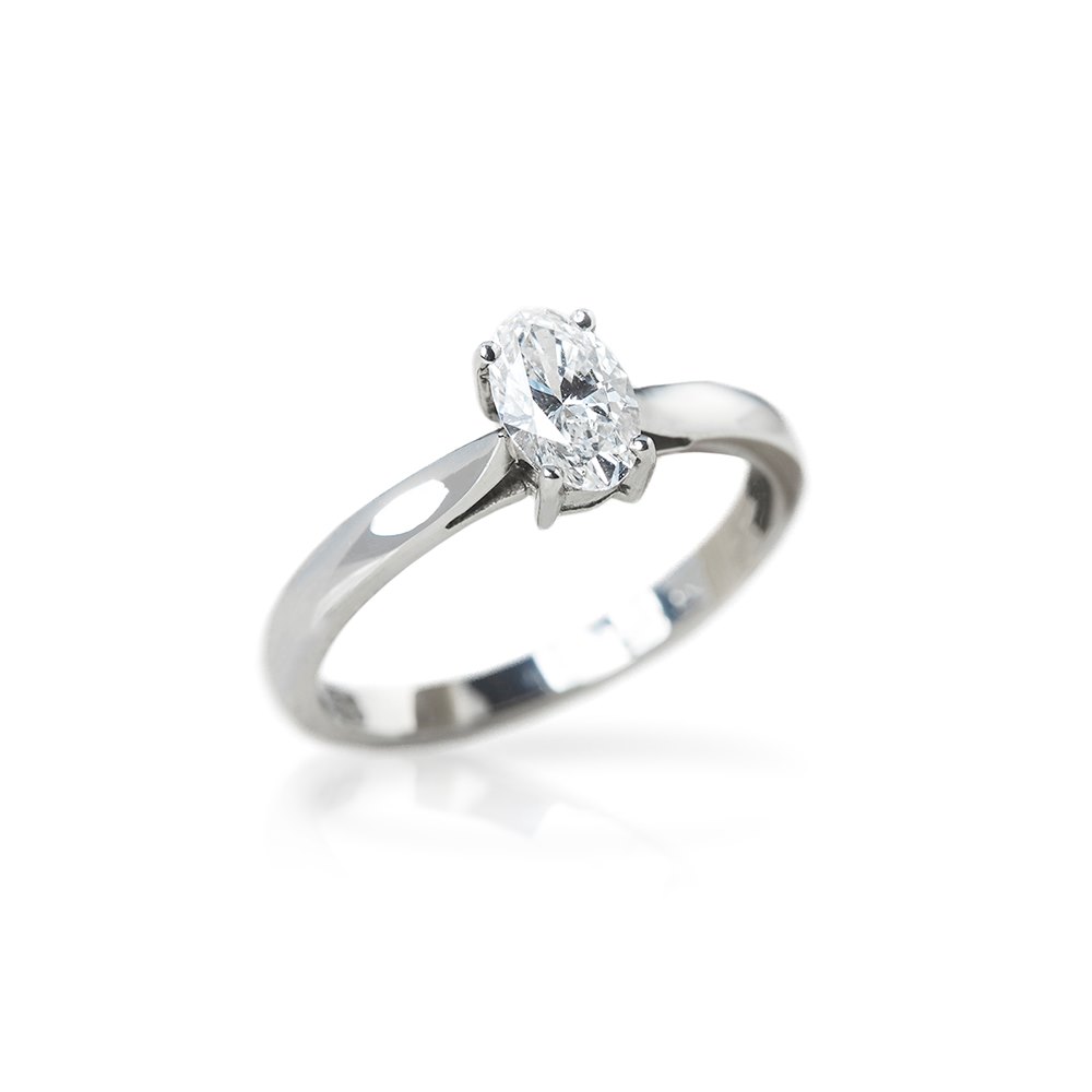Mappin & Webb Platinum Oval Cut Solitaire Diamond Engagement Ring