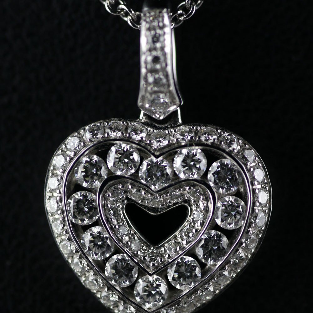 Mappin & Webb 18K White Gold Brilliant Cut 0.59cts Diamond Heart G VS1 Pendant Necklace